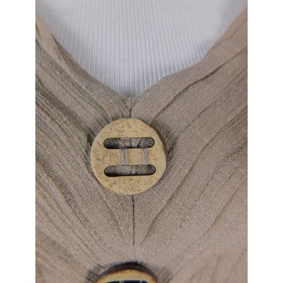 Indigo Soul Beige Crinkle Tunic Top S - V-Neck 3/4 Sleeve Boho - Excellent - Picture 4 of 12